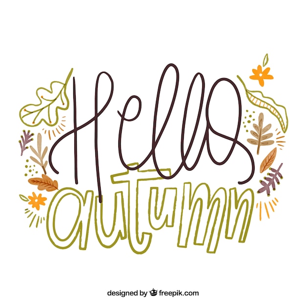 Hallo herfst achtergrond met belettering