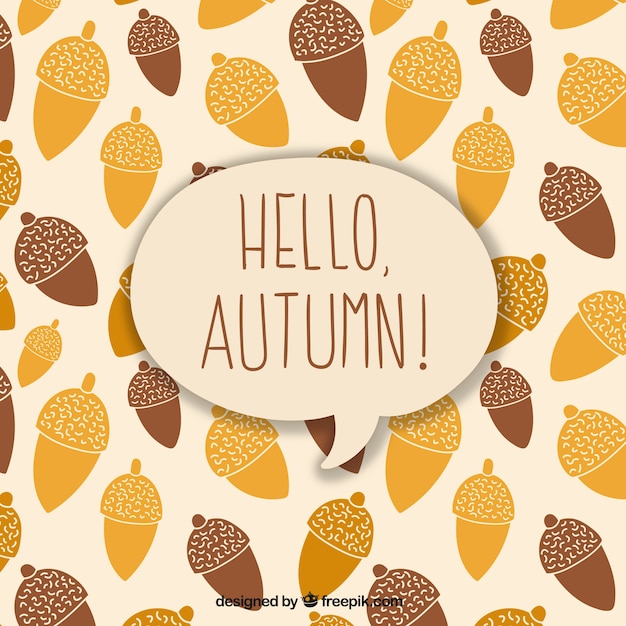 Gratis vector hallo herfst achtergrond met eikels