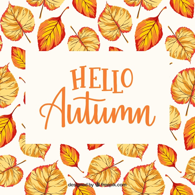 Hallo herfst belettering achtergrond