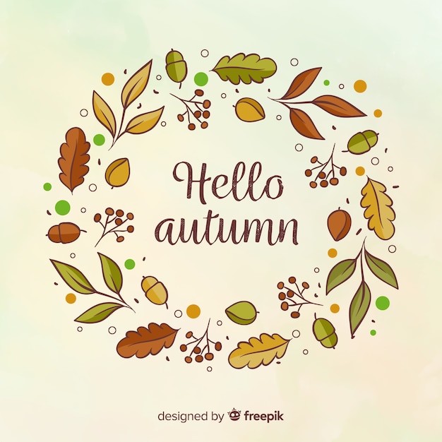 Hallo herfst belettering achtergrond