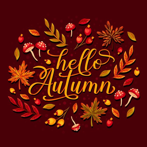 Gratis vector hallo herfst belettering concept