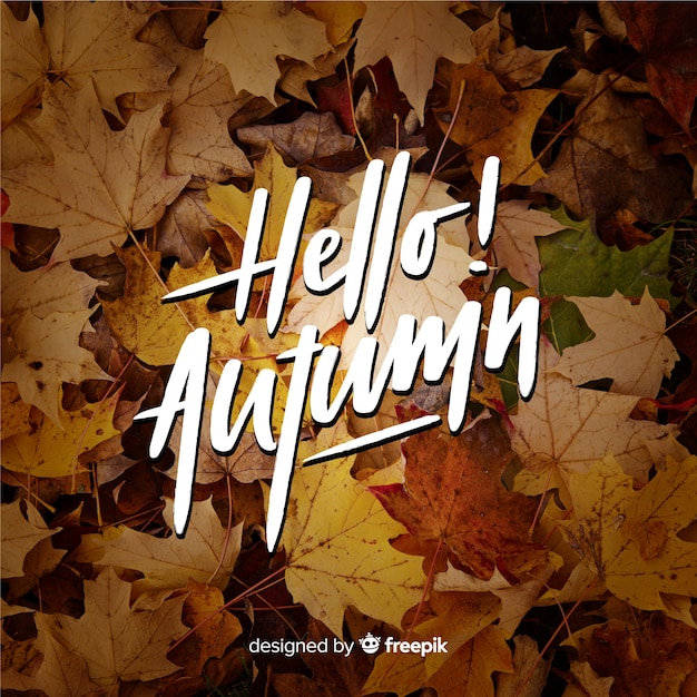 Hallo herfst belettering met foto