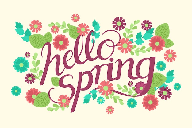 Hallo lente belettering concept met bloemen