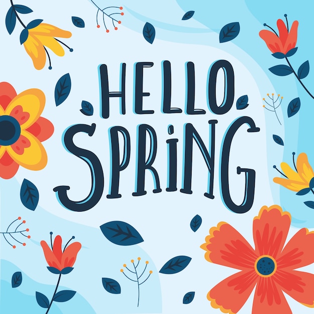 Gratis vector hallo lente belettering met kleurrijke decoratie