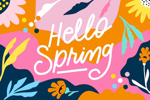 Hallo lente belettering met kleurrijke decoratie
