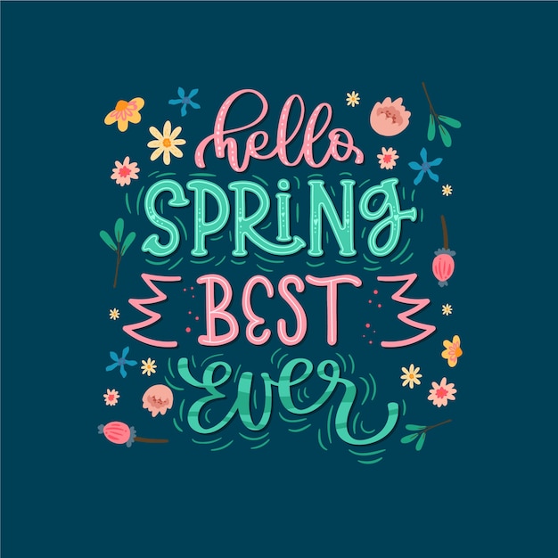 Gratis vector hallo lente belettering met kleurrijke decoratie