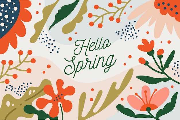 Gratis vector hallo lente belettering stijl met bloemen