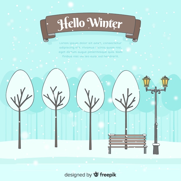 Gratis vector hallo winter achtergrond