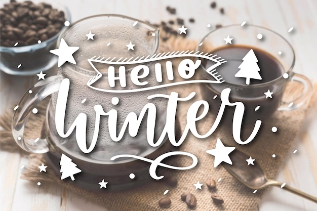 Gratis vector hallo winter belettering