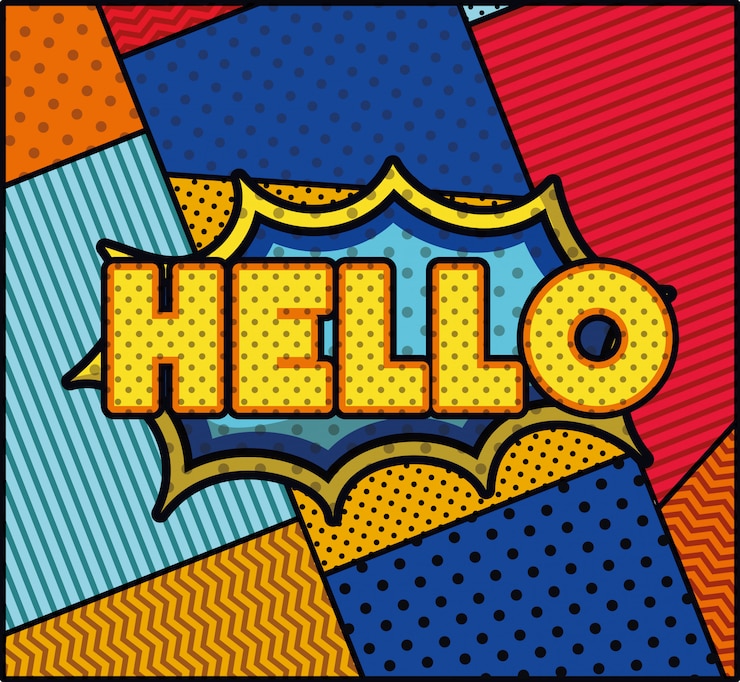 Gratis Vector hallo woord popart stijl expressie