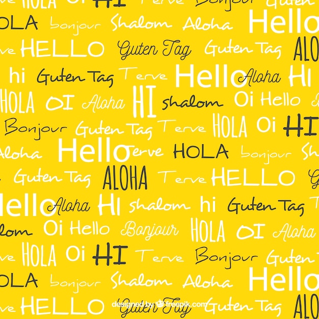 Gratis vector hallo woordenpatroon in verschillende talen