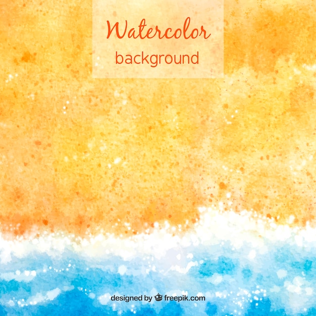 Gratis vector hallo zomer achtergrond met zand en water in aquarel stijl