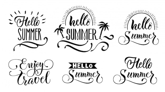 Gratis vector hallo zomer beletteringsset