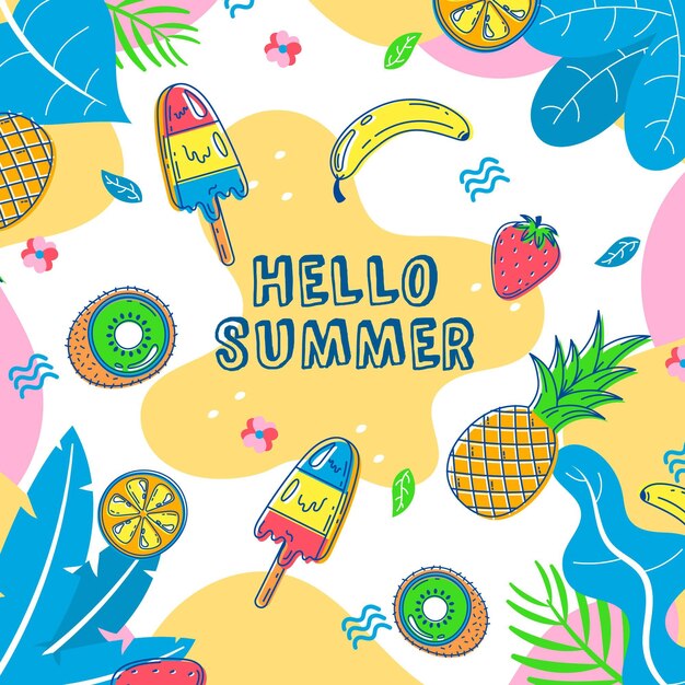 Hallo zomer met ijs en ananas