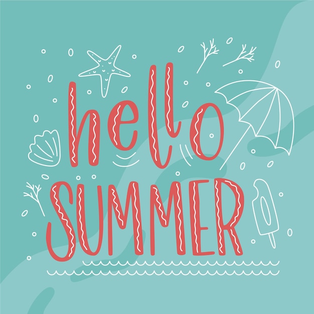 Gratis vector hallo zomer typografie met zeester