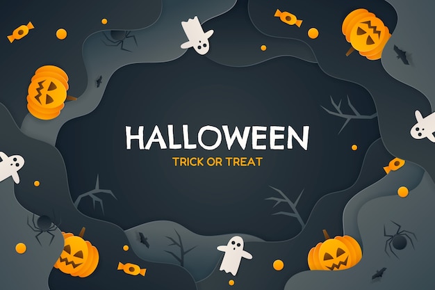 Gratis vector halloween-achtergrond in papierstijl