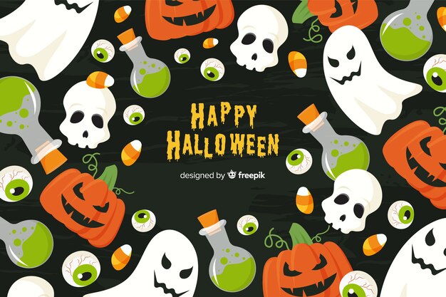 Halloween-achtergrond in plat ontwerp