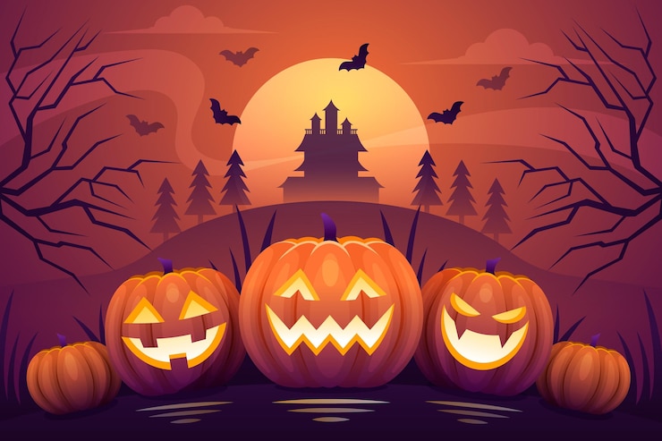 Gratis Vector halloween achtergrond in vlak ontwerp
