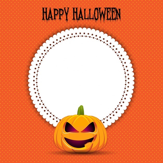 Gratis vector halloween achtergrond met een pompoen en leeg etiket