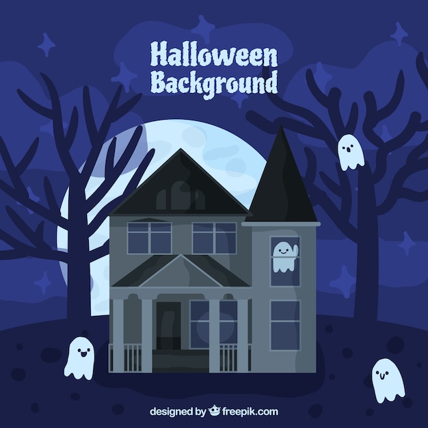 Halloween achtergrond met een verlaten huis