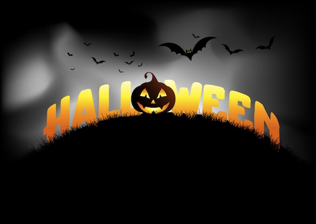 Halloween-achtergrond met hefboomo lantaarn