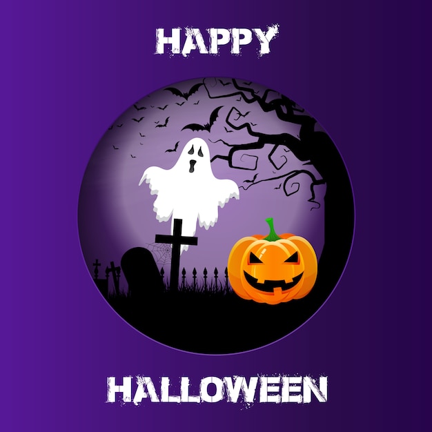 Gratis vector halloween-achtergrond met knipselontwerp