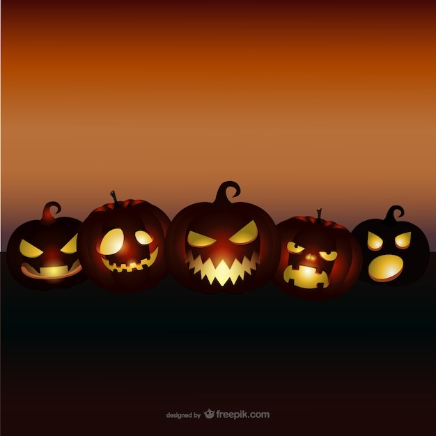 Halloween achtergrond met kwaad pompoenen