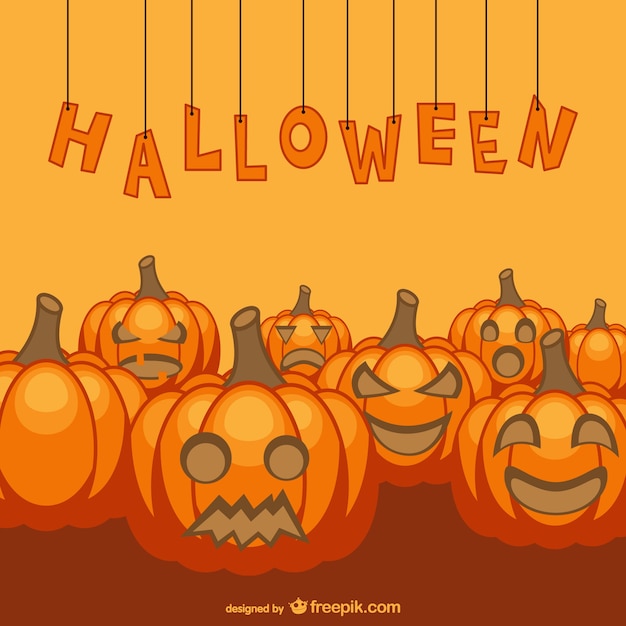 Gratis vector halloween achtergrond met pompoenen