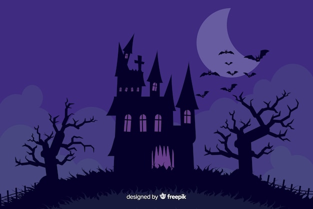 Gratis vector halloween-achtergrond met vlak ontwerp