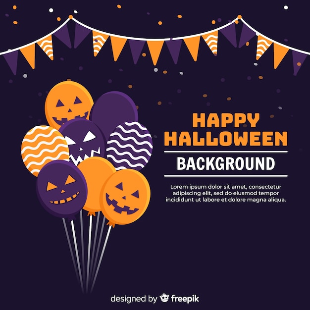 Gratis vector halloween-achtergrond met vlakke ballons