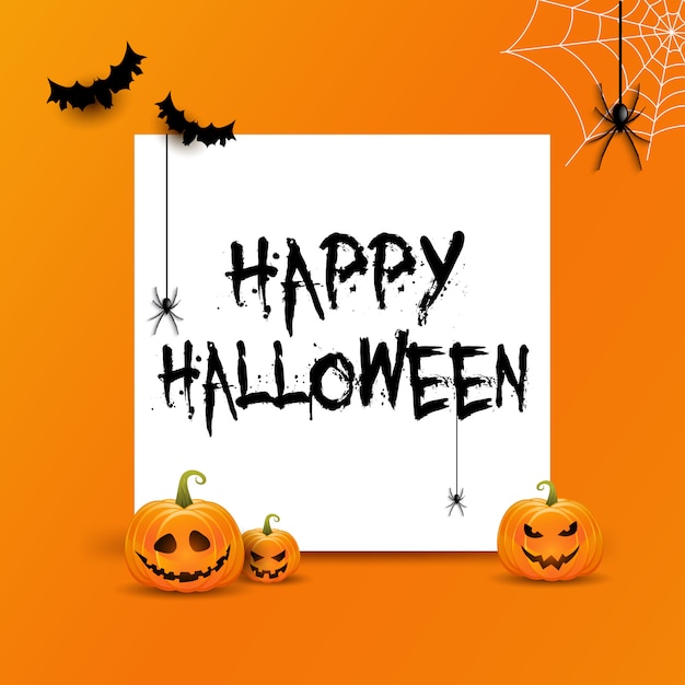 Halloween-achtergrond met witte ruimte voor tekst en pompoenen