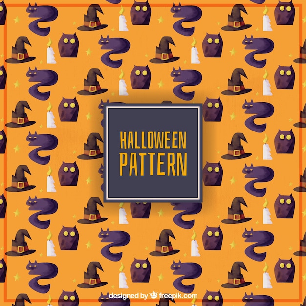 Gratis vector halloween aquarel patroon van de heks