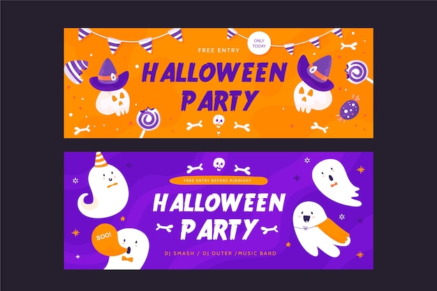 Halloween banners in plat ontwerp