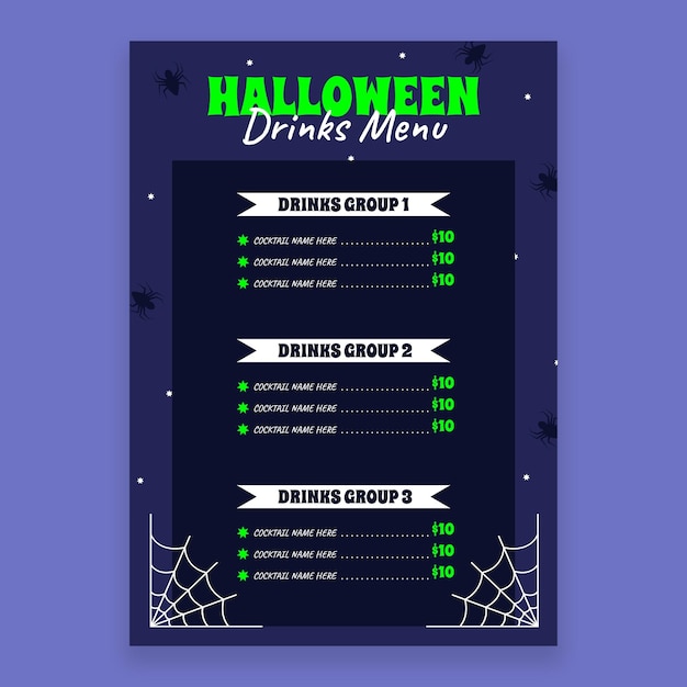 Halloween bar specials drankenkaart