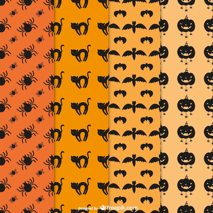 Gratis Vector halloween bewerkbare patronen pak