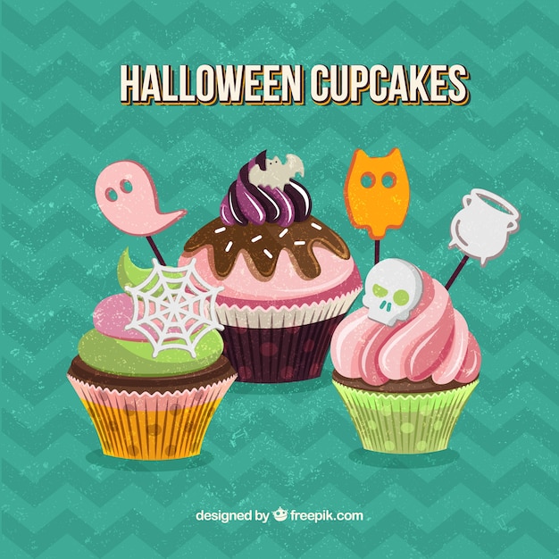 Gratis vector halloween cakes in vintage stijl