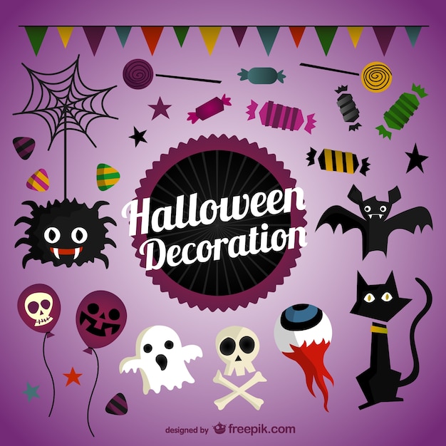 Gratis vector halloween decoratie pak