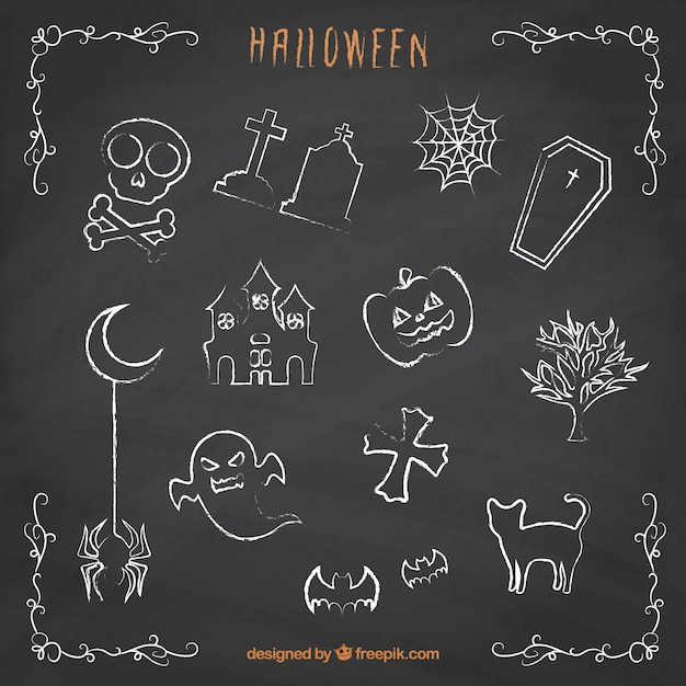 Halloween doodles op bord