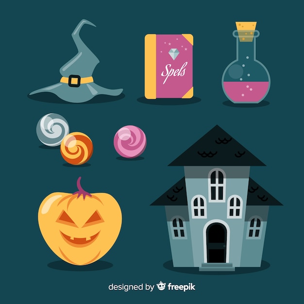 Halloween element collectie plat ontwerp