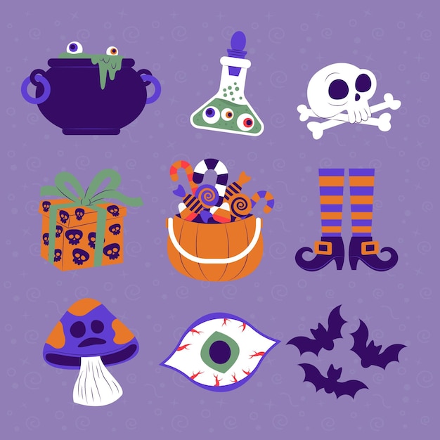 Gratis vector halloween element collectie thema