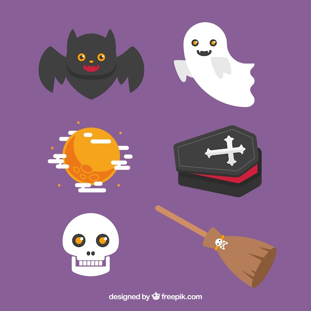 Gratis vector halloween elementen met mooie stijl