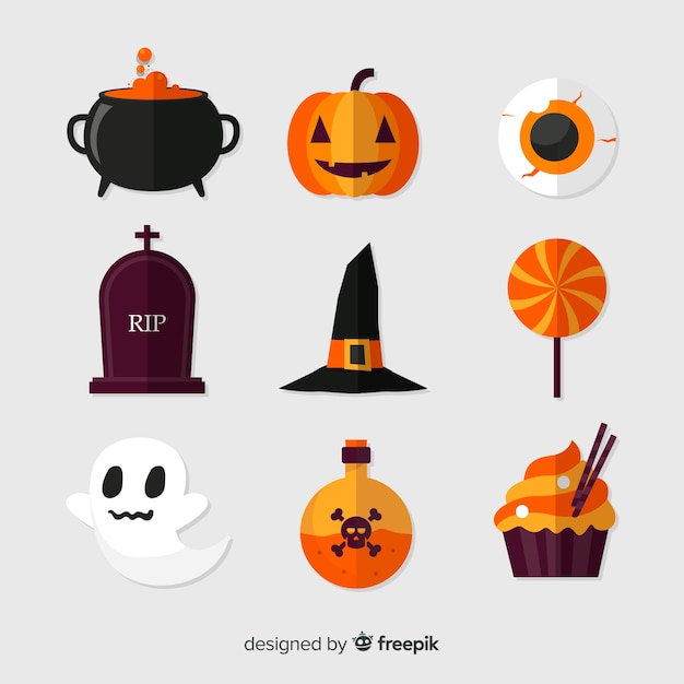 Gratis vector halloween-elementen op witte achtergrond