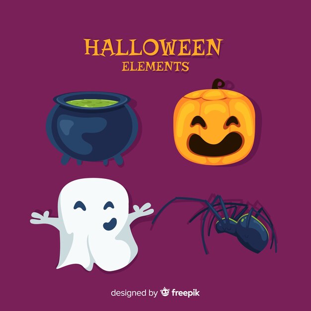 Halloween-elementeninzameling in vlak ontwerp