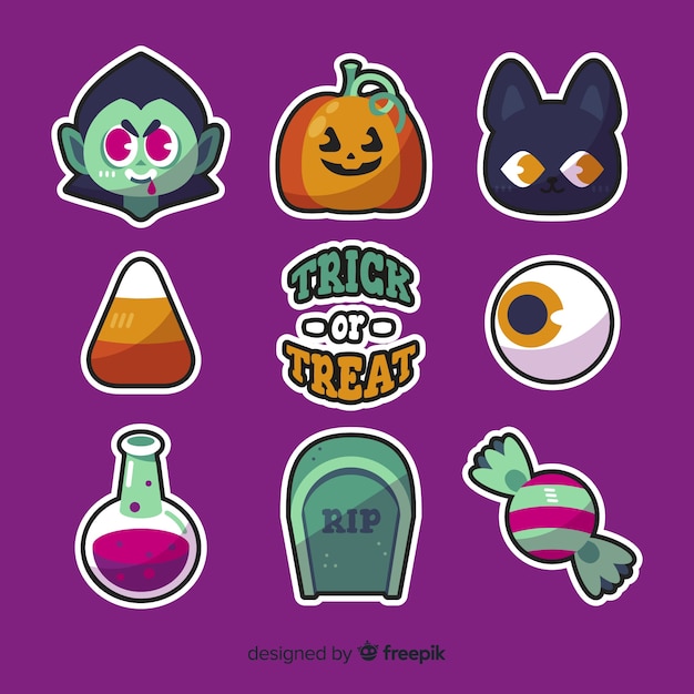 Halloween-elementenverzameling in plat ontwerp