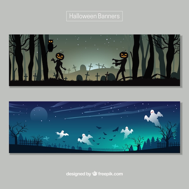 Gratis vector halloween eng banners