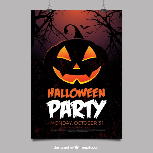 Halloween feest poster met griezelige pompoen