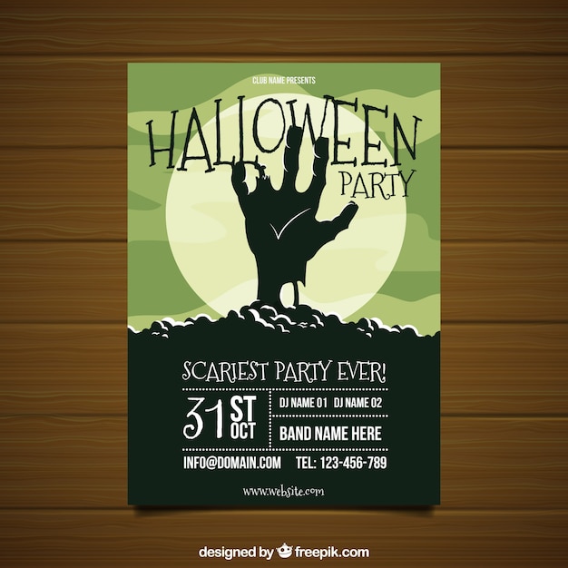 Halloween feest poster met zombie's hand