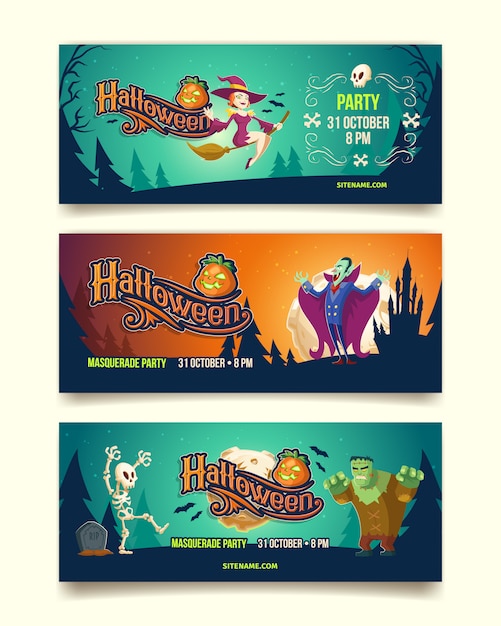 Halloween-feestillustratie van uitnodigingskaarten of banners.