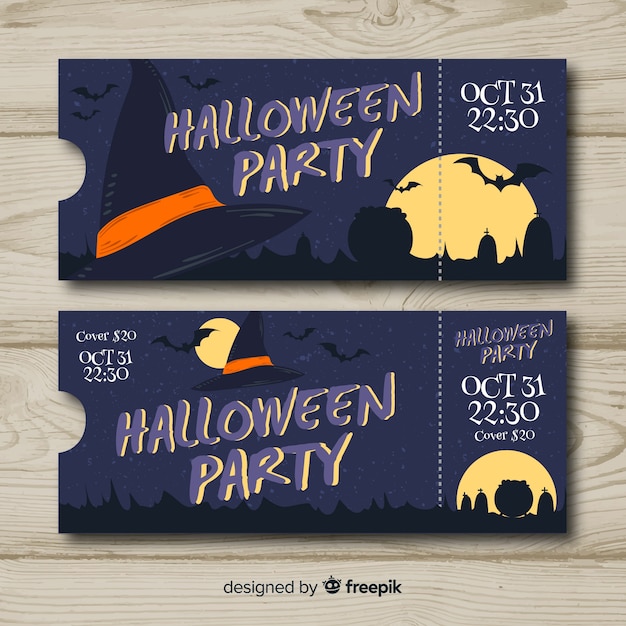 Halloween-feestkaartjes met plat ontwerp