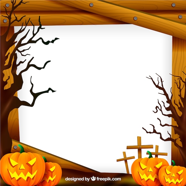 Gratis vector halloween frame met pompoenen